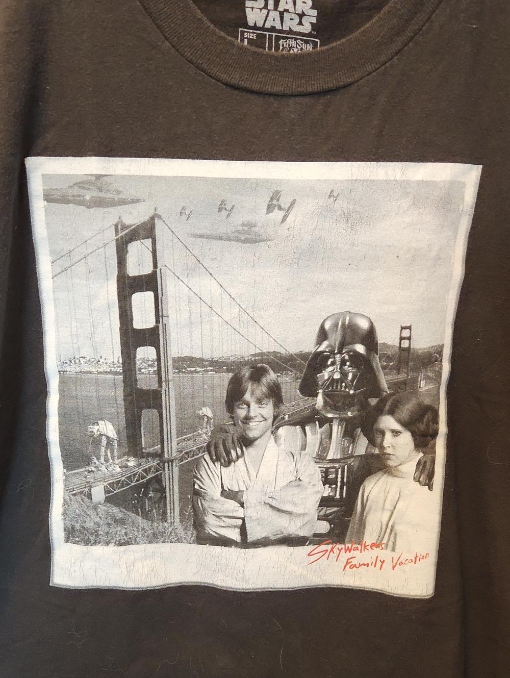 Star Wars Black Kids Short Sleeve Tee with Grey Vintage Skywalkers Graphic